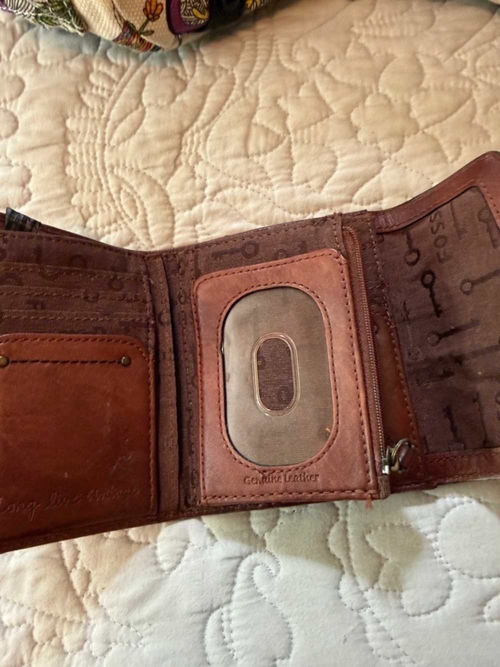 Fossil Leopard Print Calf Hair Trifold Wallet - Picture 3 of 6
